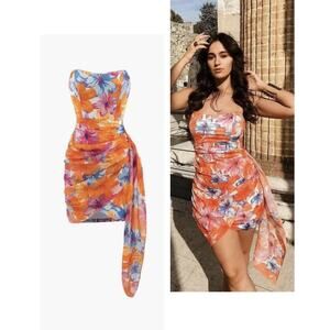 Micas Strapless Floral Dress Size X-Large